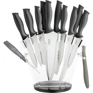 Gibson Soho Lounge 16 Piece Stainless Steel Kitchen Knife Set W/Acrylic Stand